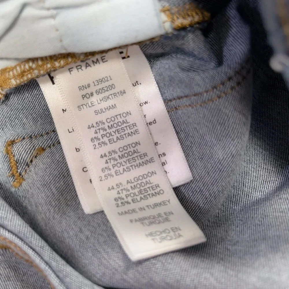 Frame Le High Skinny Medium Wash Chew Hem Jeans - Picture 7 of 12